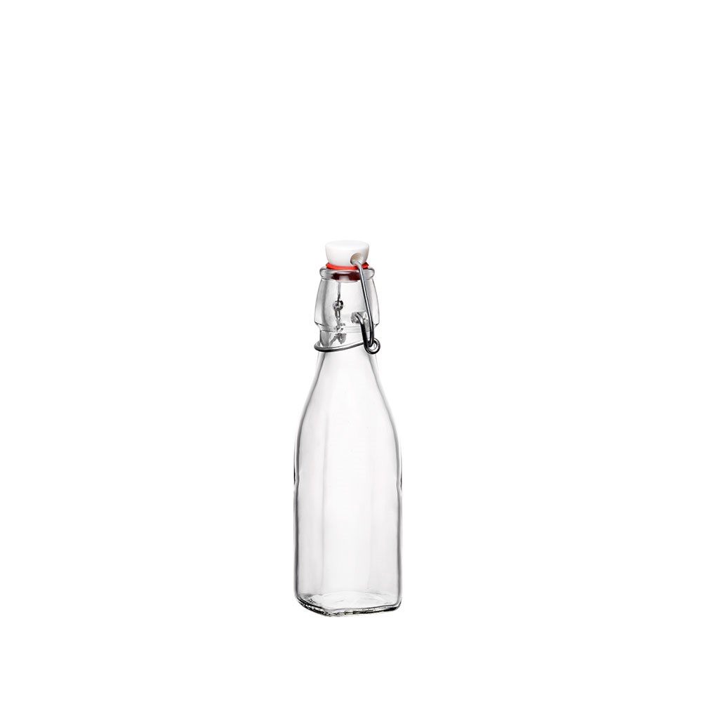 Bormioli Rocco 500 ml Square Clear Swing Top Bottles