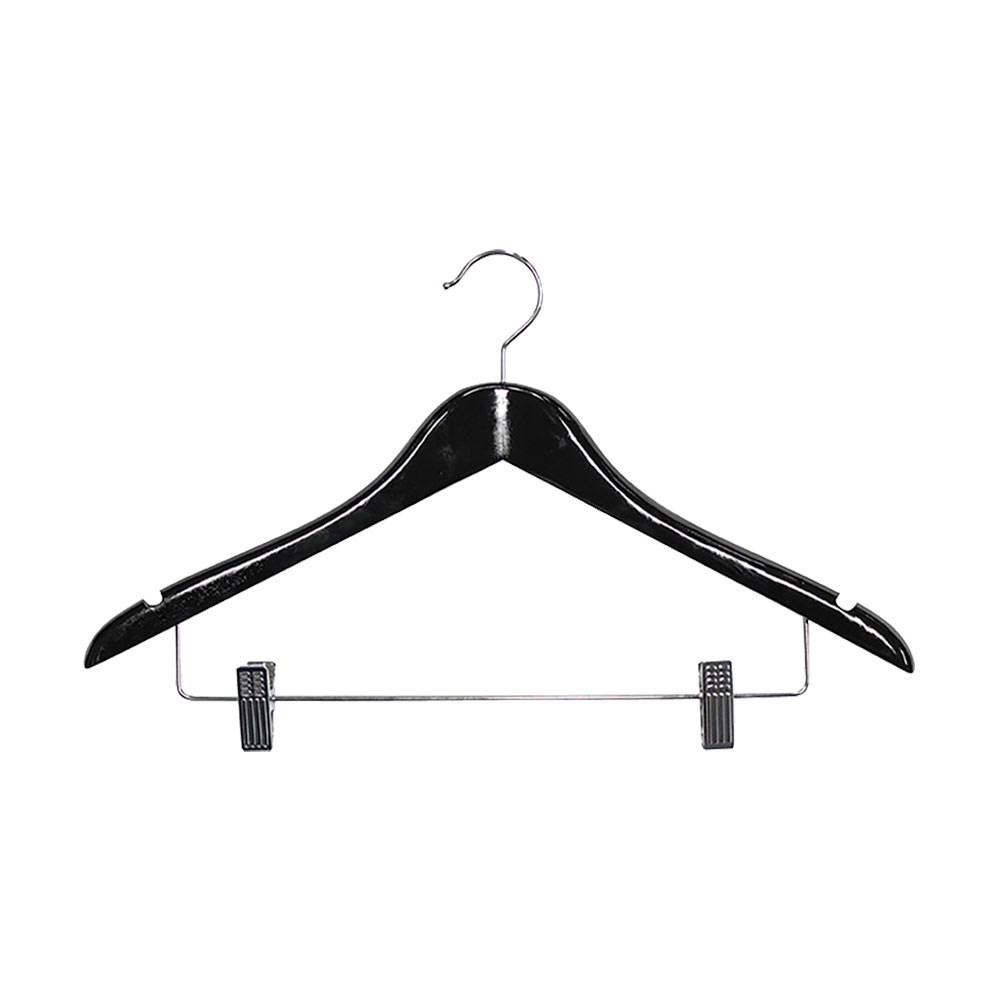 Wooden Coat Hanger Hooked With Clips Black - 4225017 | Reward