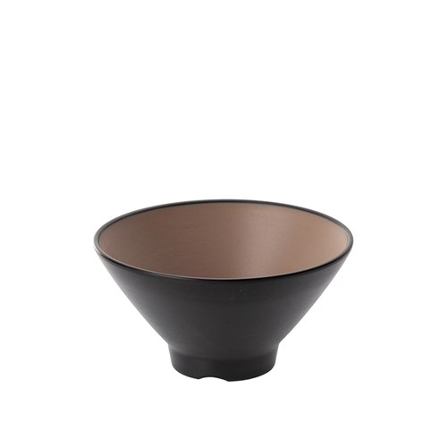 1181062 Dual Colour Melamine V-Shaped Bowl Black/Beige 130mm