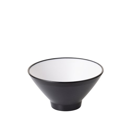 1181064 Dual Colour Melamine V-Shaped Bowl Black/White 130mm