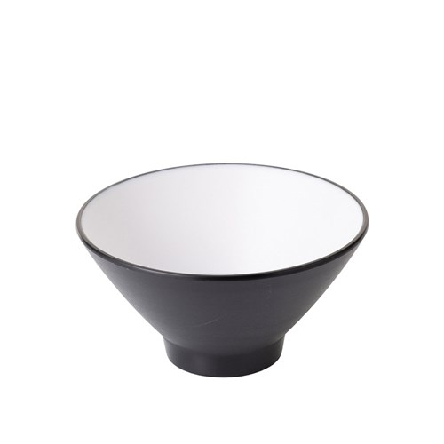 1181079 Dual Colour Melamine V-Shaped Bowl Black/White 150mm