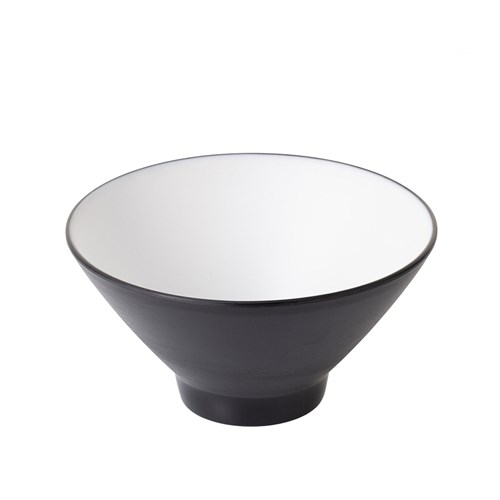 1181100 Dual Colour Melamine V-Shaped Bowl Black/White 178mm