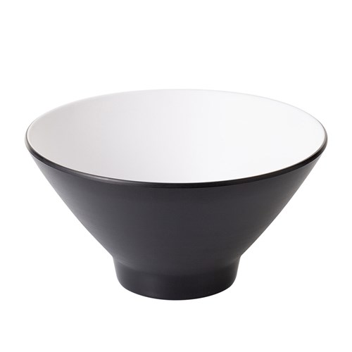 1181121 Dual Colour Melamine V-Shaped Bowl Black/White 205mm