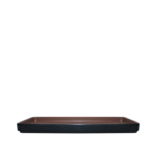 Dual Colour Melamine Rectangular Plate Black/Brown 250x120mm