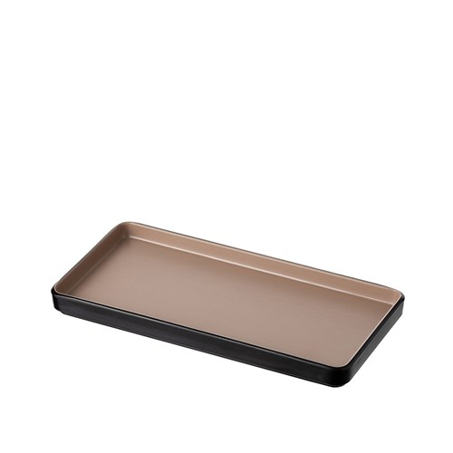 Dual Colour Melamine Rectangular Plate Black/Beige 250x120mm