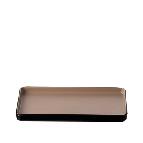 1181241 Dual Colour Melamine Rectangular Plate Black/Beige 250x120mm