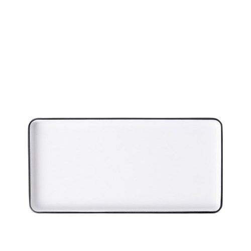 Dual Colour Melamine Rectangular Plate Black/White 250x120mm