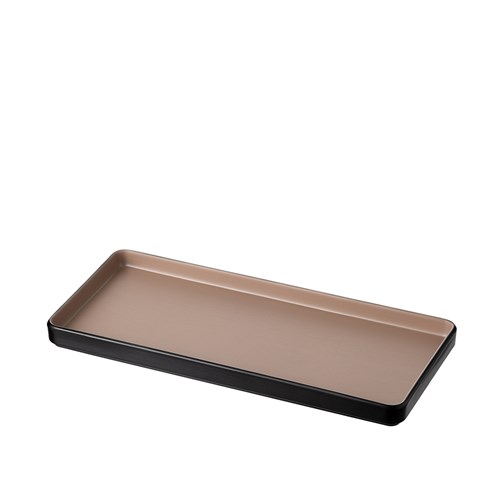 Dual Colour Melamine Rectangular Plate Black/Beige 290x130mm