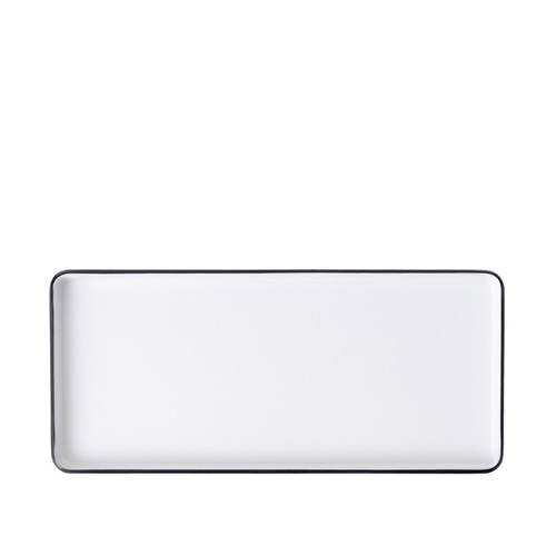 Dual Colour Melamine Rectangular Plate Black/White 290x130mm