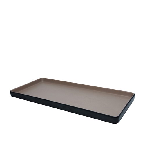 1181251 Dual Colour Melamine Rectangular Plate Black/Beige 325x150mm CouCou