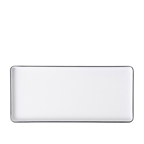 Dual Colour Melamine Rectangular Plate Black/White 325x150mm