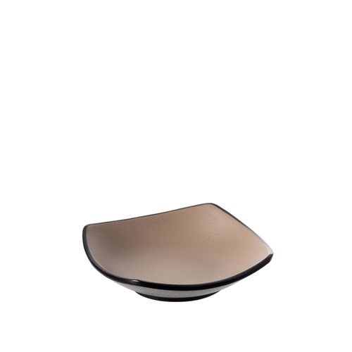 Dual Colour Melamine Square Bowl Black/Beige 130x130mm