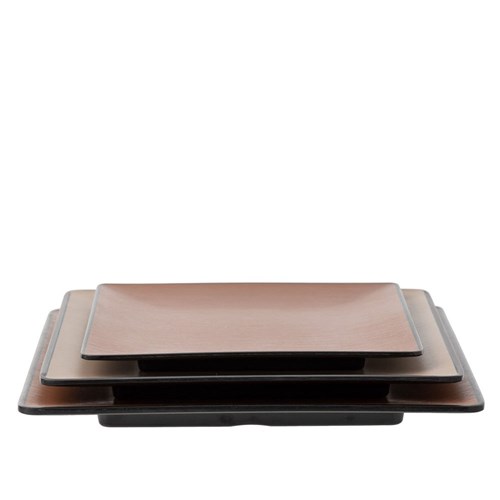 Dual Colour Melamine Square Plate Black/Brown 175x175mm CouCou