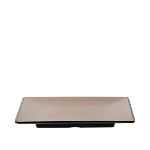 Dual Colour Melamine Square Plate Black/Beige 220x220mm CouCou