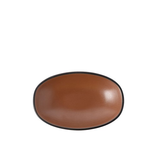 Dual Colour Melamine Oblong Plate Black/Brown 130x85mm