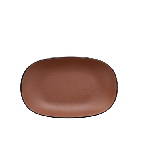 Dual Colour Melamine Oblong Plate Black/Brown 180x100mm