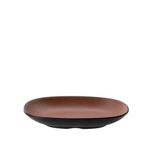 1181277 Dual Colour Melamine Oblong Plate Black/Brown 180x100mm