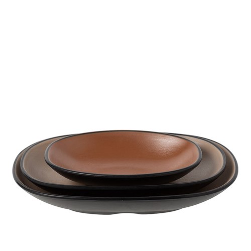 Dual Colour Melamine Oblong Plate Black/Brown 130x85mm