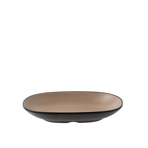 1181278 Dual Colour Melamine Oblong Plate Black/Beige 180x100mm