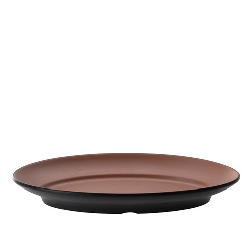 Dual Colour Melamine Oval Plate Black/Brown 310x220mm CouCou