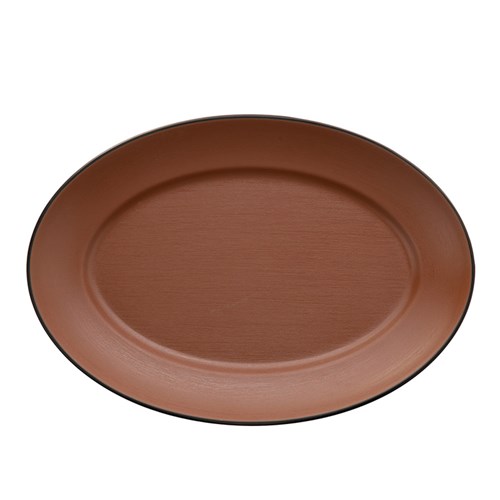 1181283 Dual Colour Melamine Oval Plate Black/Brown 310x220mm CouCou