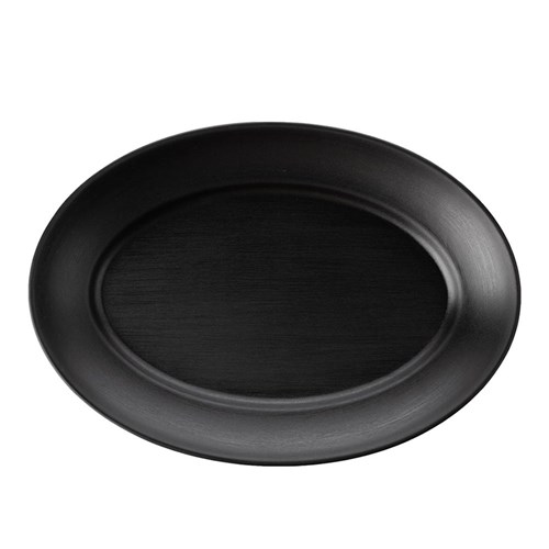 1181284 Dual Colour Melamine Oval Plate Black 310x220mm CouCou