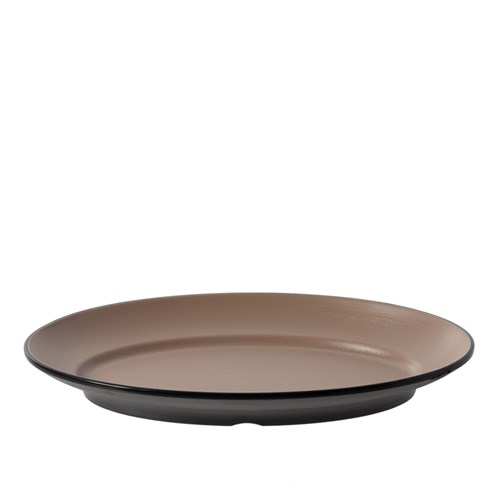 Dual Colour Melamine Oval Plate Black/Beige 310x220mm CouCou