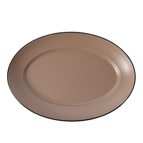 1181285 Dual Colour Melamine Oval Plate Black/Beige 310x220mm CouCou