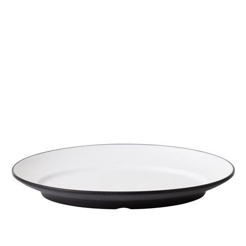 Dual Colour Melamine Oval Plate Black/White 310x220mm CouCou