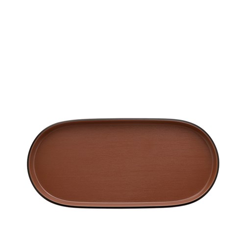 Dual Colour Melamine Oblong Plate Black/Brown 235x110mm