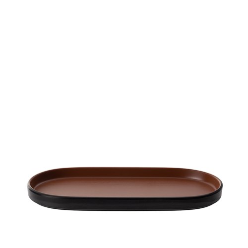 1181288 Dual Colour Melamine Oblong Plate Black/Brown 235x110mm