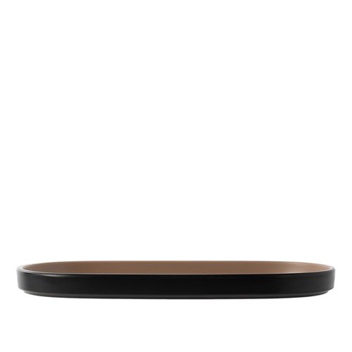 Dual Colour Melamine Oblong Plate Black/Beige 235x110mm