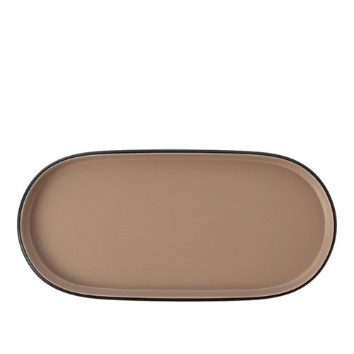 Dual Colour Melamine Oblong Plate Black/Beige 235x110mm