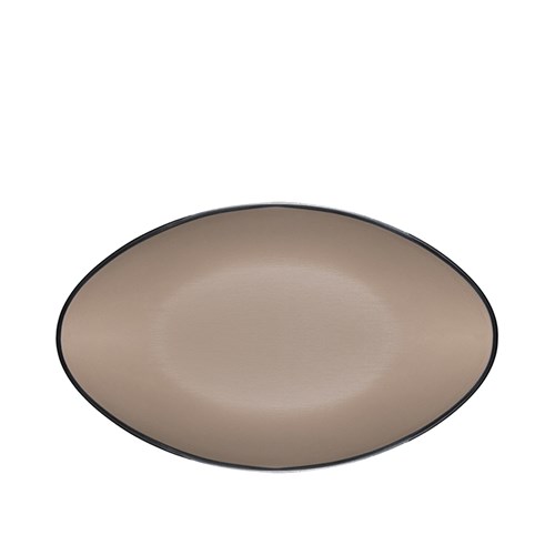 1181293 Dual Colour Melamine Oval Plate Black/Beige 240x150mm CouCou