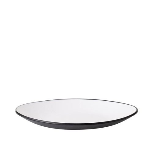 Dual Colour Melamine Oval Plate Black/White 240x150mm CouCou