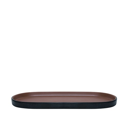 1181296-1 Dual Colour Melamine Oblong Plate Black/Brown 260x130mm CouCou