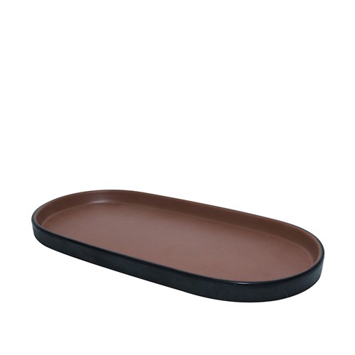 Dual Colour Melamine Oblong Plate Black/Brown 260x130mm CouCou