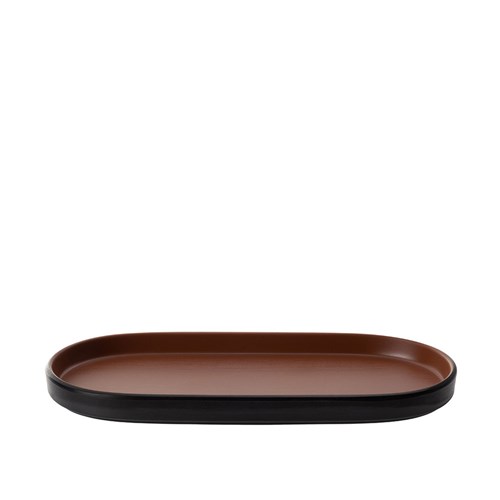 Dual Colour Melamine Oblong Plate Black/Brown 260x130mm CouCou