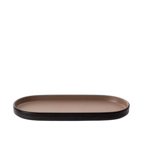 1181298 Dual Colour Melamine Oblong Plate Black/Beige 260x130mm