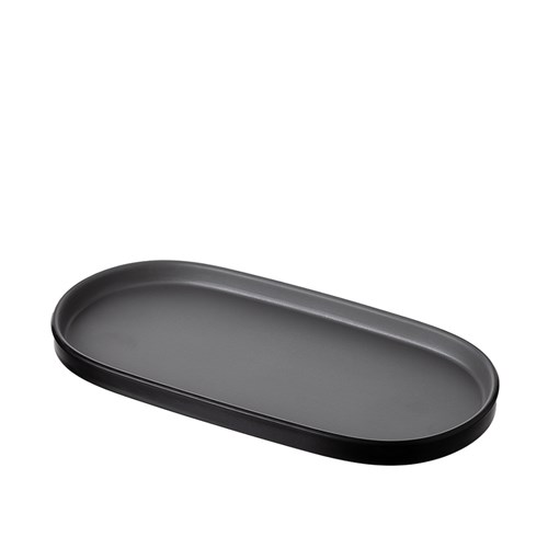 Dual Colour Melamine Oblong Plate Black/Grey 260x130mm CouCou