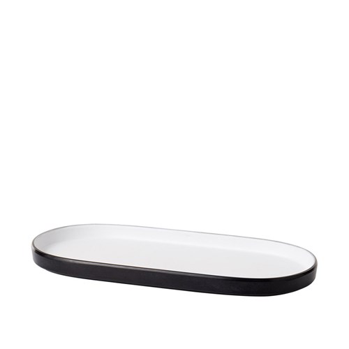 1181300 Dual Colour Melamine Oblong Plate Black/White 260x130mm