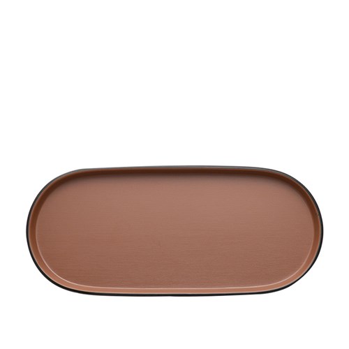 Dual Colour Melamine Oblong Plate Black/Brown 290x130mm