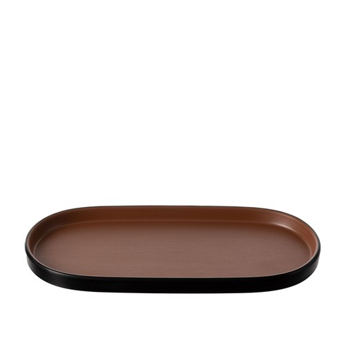 1181301 Dual Colour Melamine Oblong Plate Black/Brown 290x130mm