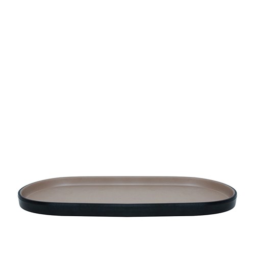 Dual Colour Melamine Oblong Plate Black/Beige 290x130mm