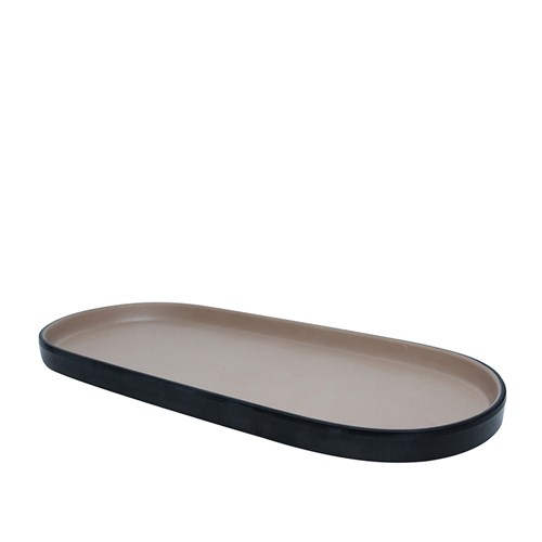 Dual Colour Melamine Oblong Plate Black/Beige 290x130mm