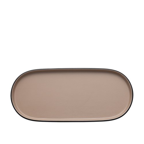 Dual Colour Melamine Oblong Plate Black/Beige 290x130mm