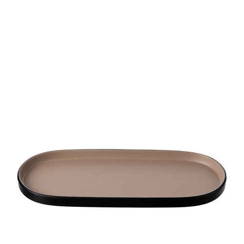 1181303 Dual Colour Melamine Oblong Plate Black/Beige 290x130mm