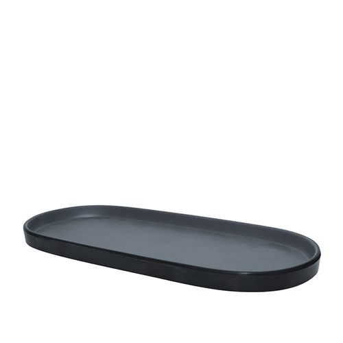 Dual Colour Melamine Oblong Plate Black/Grey 290x130mm