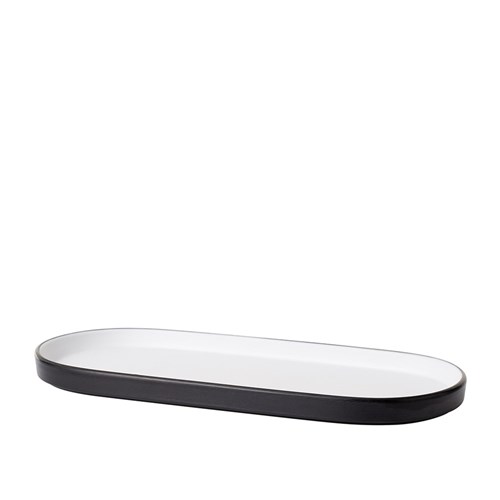 1181305 Dual Colour Melamine Oblong Plate Black/White 290x130mm