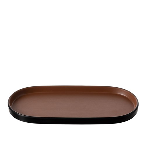 1181306 Dual Colour Melamine Oblong Plate Black/Brown 460x150mm